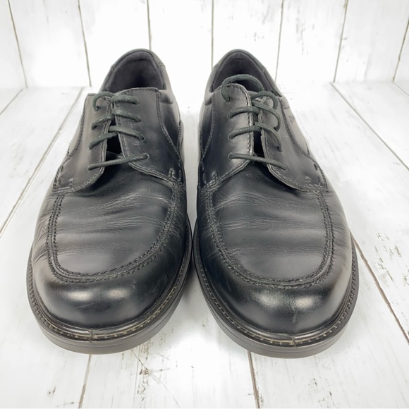 Ecco Helsinki Mens Oxford Shoes Size 7.5 Black Leather Bicycle Toe Lace Up - Picture 4 of 12